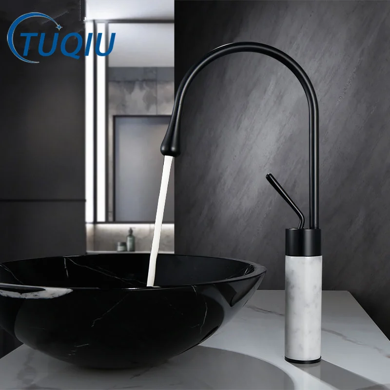 Tuqiu Bathroom Faucet Black Jade Basin Faucet  Hot Cold Black Sink Faucet Brass Faucet  Kitchen Faucet Swivel Sink Water Crane