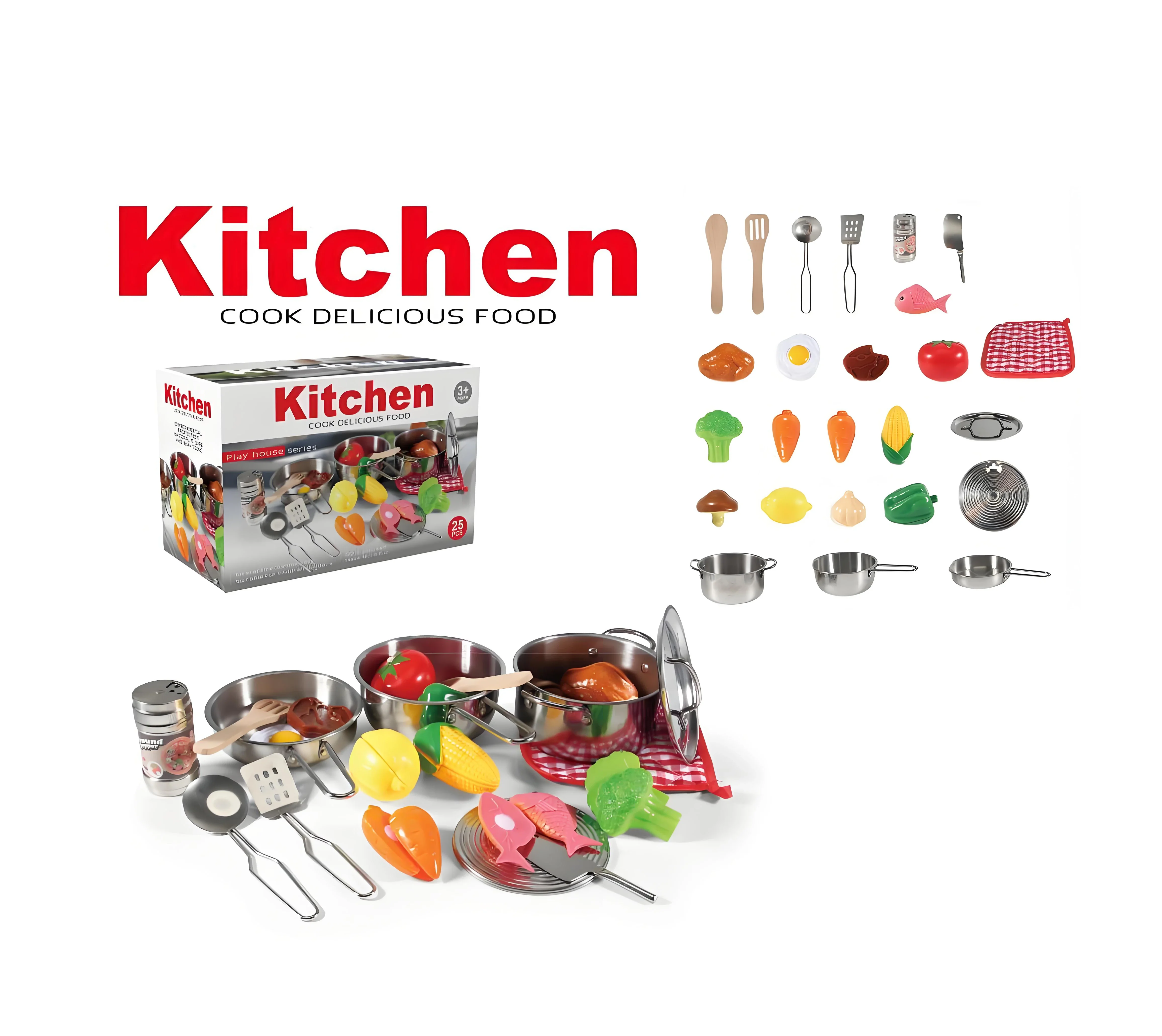 Jouer aux jouets alimentaires pour enfants, jouets de cuisine en acier inoxydable, ensemble créatif sûr et Non toxique, cadeaux de jeu de rôle de cuisine pour enfants