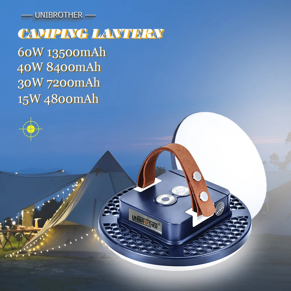 13500mAh 60W LED Portable Camping Lanterns with Magnet Strong Light Rechargeable Flashlights Tent Lights Work Repair Lighting