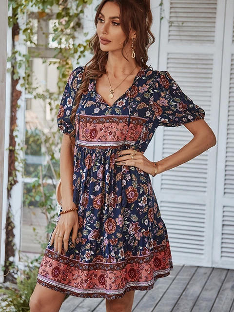 robe ete robe femme vetement femme 2024 robes de soiree robe sexy vetement femme 2022 robe de plage robe courte robe fleurie robe boho robe vintage AliExpress 200000345