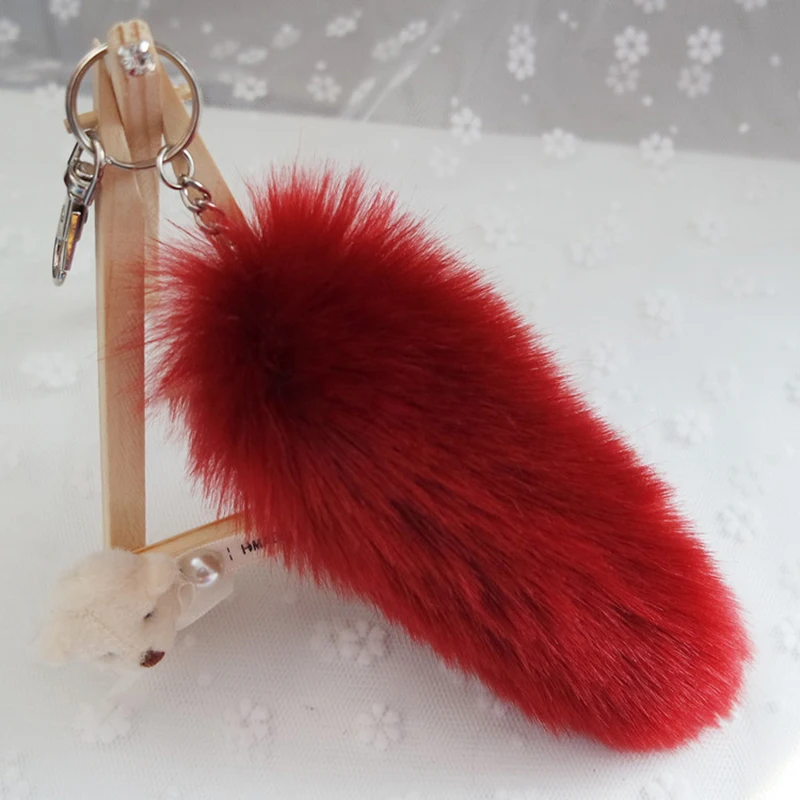 Mode Faux Fuchs Schwanz Anhänger Auto Schlüssel bund niedlichen Plüsch Pelz Quaste Pom Pom Charm Tasche Schlüssel ring Halter Schmuck Geschenke Zubehör