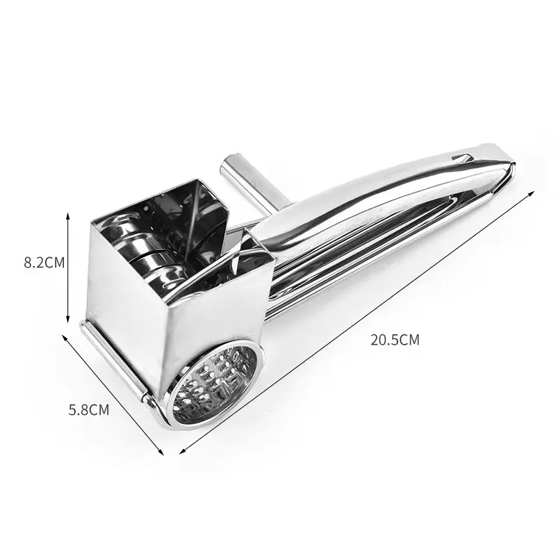 Hand-Cranked Cheese Grater Set with Four Interchangeable Stainless Steel Drums for Kitchen Cutting and Shredding