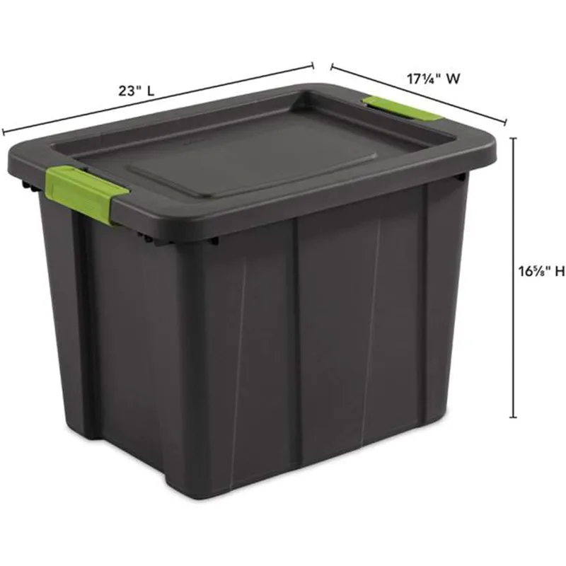 Tuff1 Multipurpose 18 Gallon Stackable Plastic Storage Container Organizational Tote Bin with Secure Latching Lids, Fl