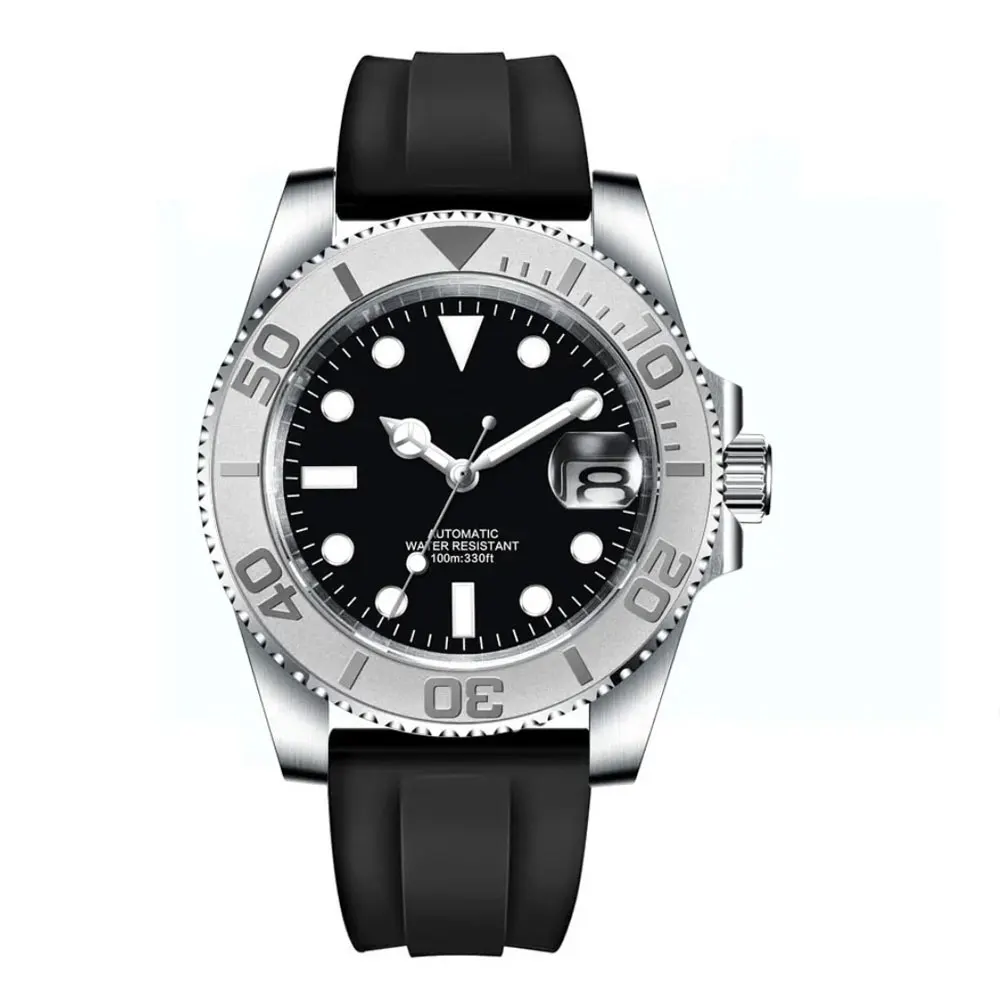 นาฬิกาข้อมือผู้ชายแบบกลไกอัตโนมัติ Miyota 8215/NH35  หน้าปัดเซรามิกขนาด 40 มม.  สายยาง  พร้อมฟังก์ชั่นเรืองแสง  แบบ DIY  สามารถปรับแต่งได้