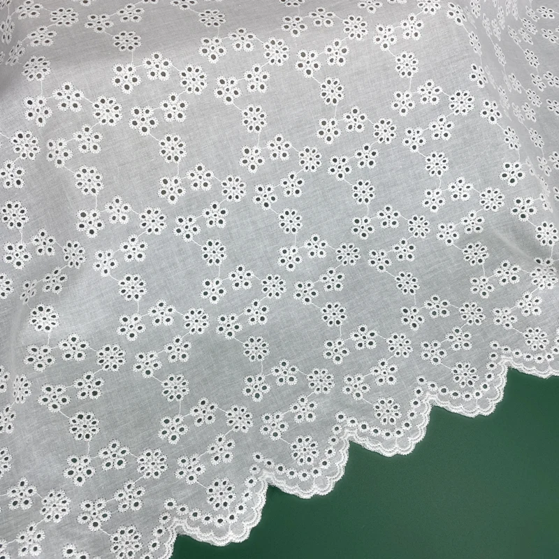 Floral Embroidery Lace Clothing Fabric, Home Textile, Curtains, Tablecloths, Cotton Lace Fabrics, Hollow Out, 135cm Width