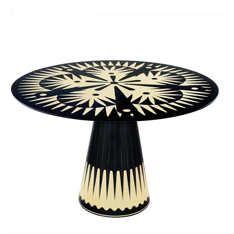 

Персонализированная картина граффити, сюрприз, тихий ветер, круглый обеденный стол из цельного дерева, вилла, дизайнерский домашний обеденный стол