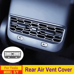 For Tesla Rear Air Vent Cover Model 3 Y Accessories Center Console Armrest Box Back Conditioner Outlet Filter Grille Protector