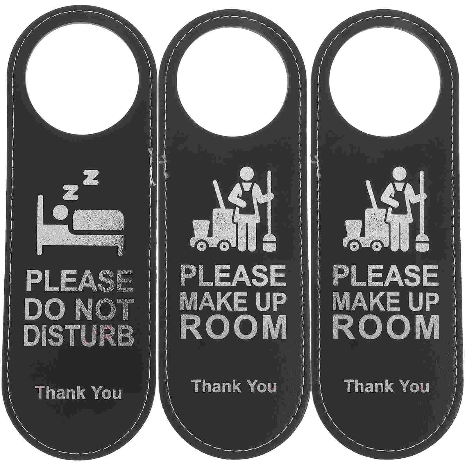 3 Pcs Black Door Knob Listing Hotel Hanging Sign Handle Hanger Tag Signage Reminder Pendant Baby