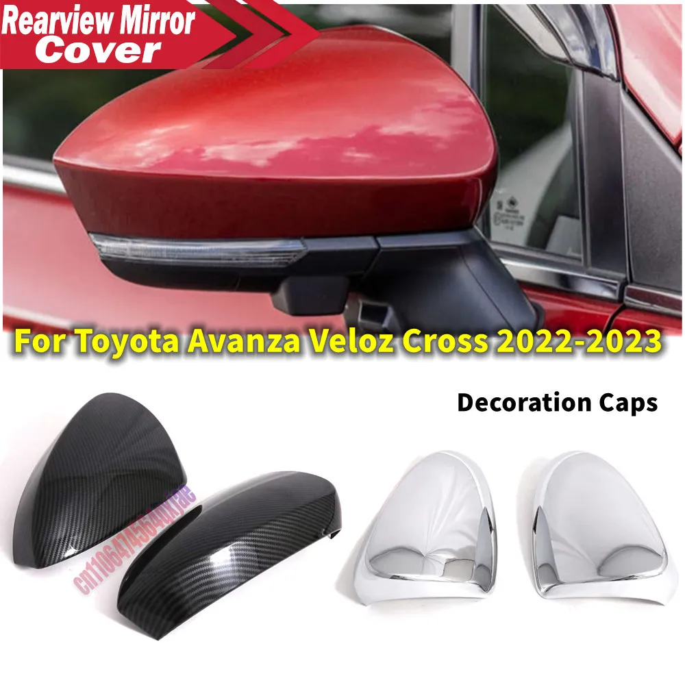 For Toyota Avanza Premio Veloz Cross 2022-2024 ABS Car Rearview Side Mirror Cover Wing Cap Exterior Door Trim Adhesive Sticker