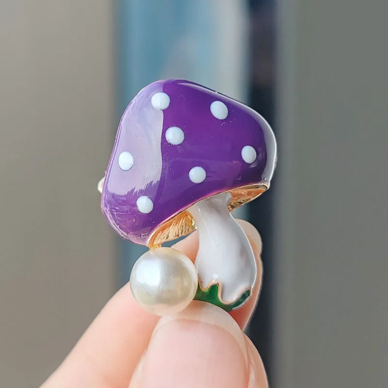 Women Plants Brooches Fashion Cute Enamel Pearl Mushroom Fruit Brooch Pin Clothes Suit Accessories Party Office Jewelry Gifts