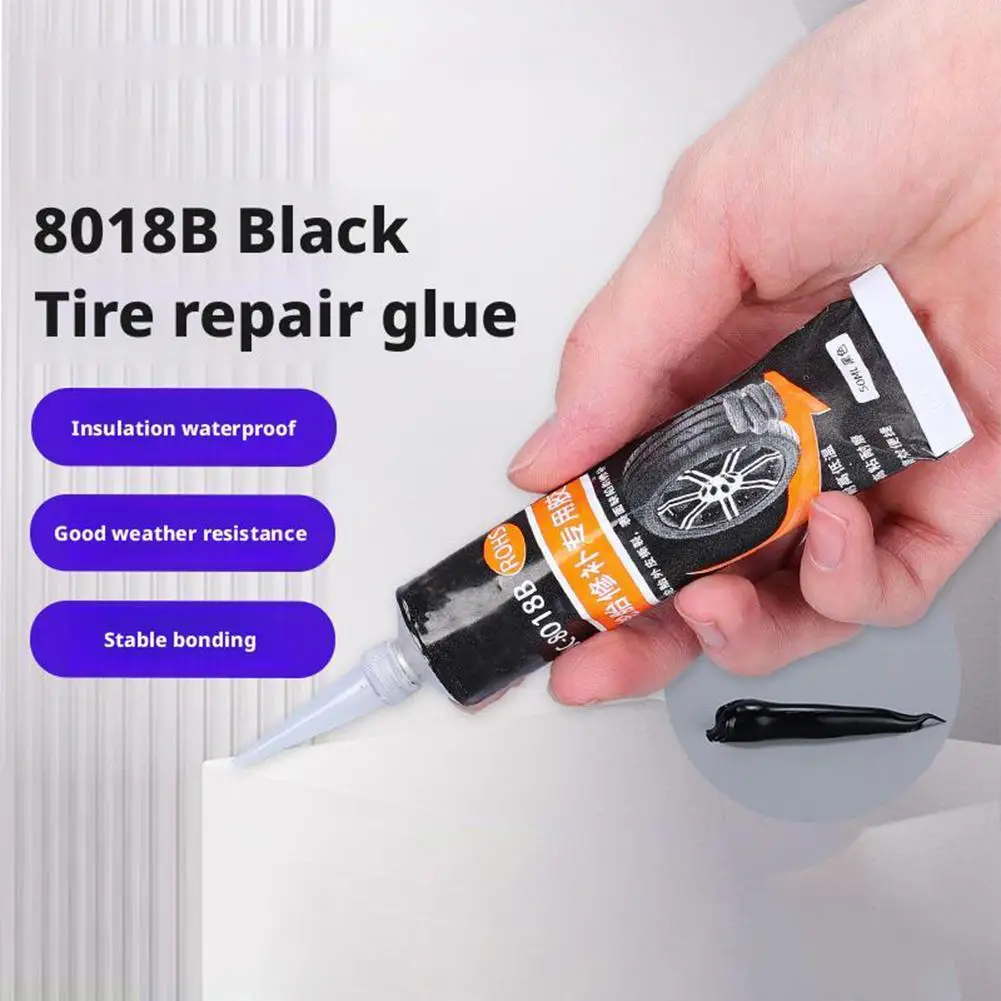 Colle liquide adhésive pour réparation de pneus, 50/100ml, étanche, résistant aux hautes températures, outils pour réparation de voiture, colle forte en caoutchouc noir G0X5