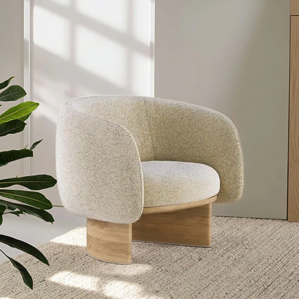 #Italian Wooden Chair Fabric Color Optional Lazy Chair for Simple and Modern for Home Furniture Casual Living Room Apartment Use