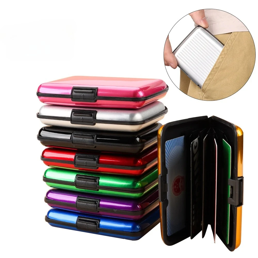 

6 Card Slot RFID Blocking Credit Card Holder Men Women Coin Purse Aluminum Metal Waterproof Anti-Theft Wallet Business Card Case
