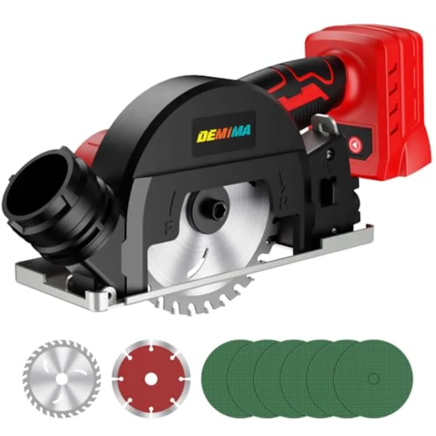 

4-дюймовый бесщеточный аккумуляторный отрезной инструмент, совместимый с батареями Milwaukee 18V, мини-пила 500W, до 12000 об/мин, с 6 отрезными дисками 4 дюйма.