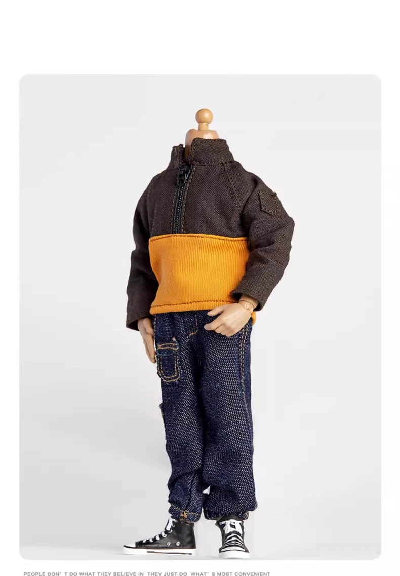 

Snail 1/12 Soldier Hobbies Trendy Fashion Color Block Jacket Hoodie Casual Jeans Model Fit 6'' Male Doll Body In Stock
