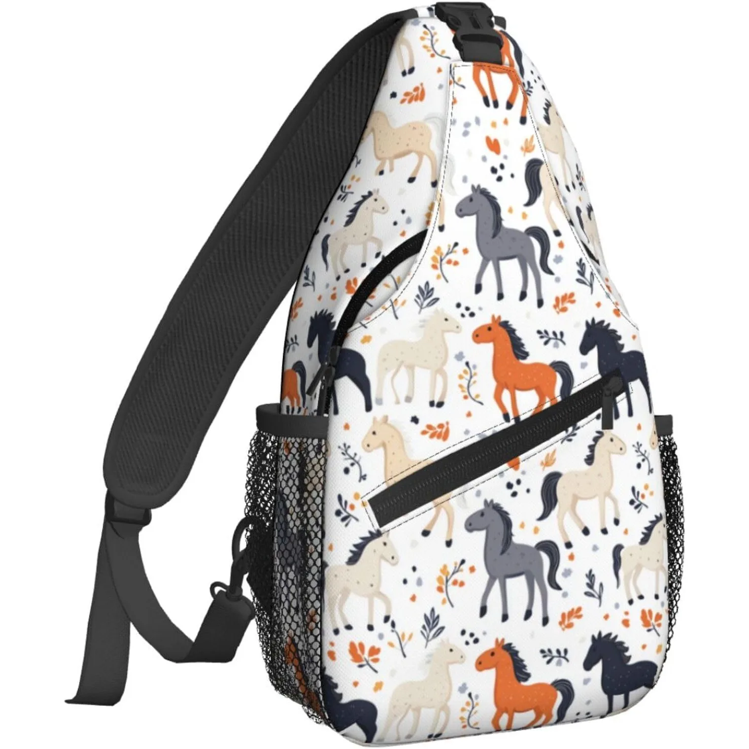 

Cartoon Horse Flower Sling Bag For Women Crossbody Shoulder Bag Casual Daypack Backpacks Men Chest Bag Gym Cycling Travel Hiking
