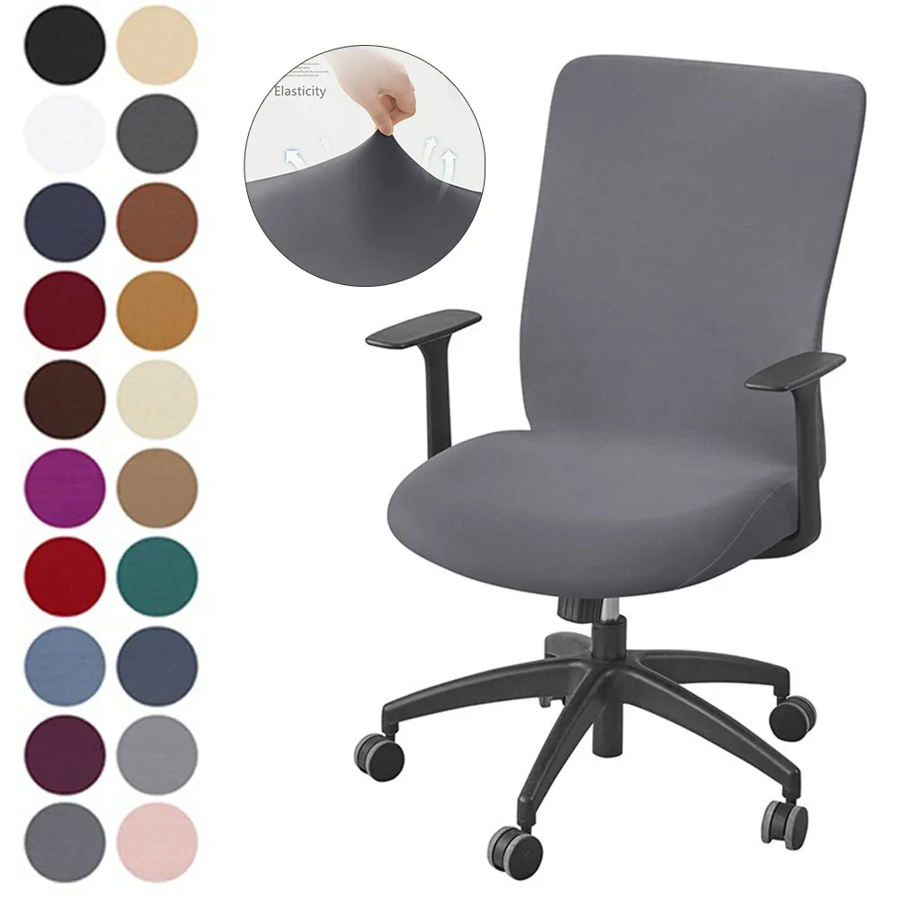 

Stretch Polyester Computer Chair Cover Solid Color Anti-dirty Office Armchair Cover Rotating Lifting Chair Seat Case Covers