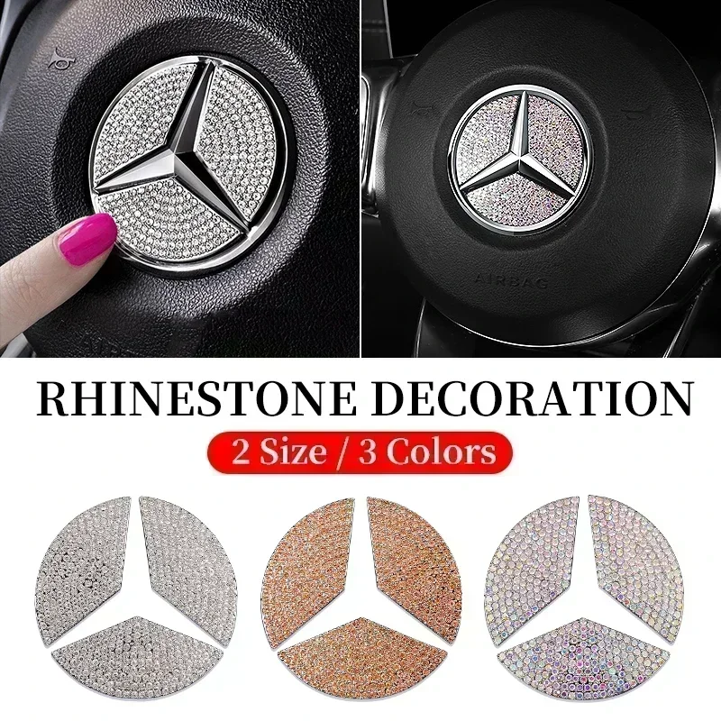 

Car Steering Wheel Emblem Diamond Sticker Decoration for Mercedes Benz W205 W211 GLE GLK CLS ML A B C E CLA GLA Class