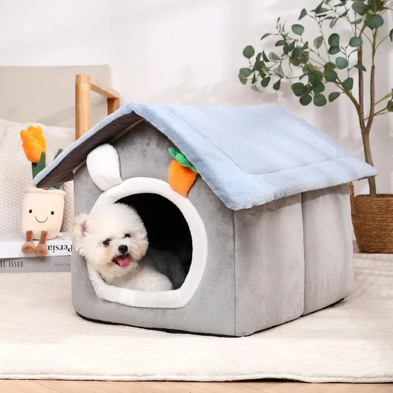 Imagem -03 - Casa Dobrável Interior para Cães e Gatos Sofá Quente Canil Tapete de Cama para Pequeno Médio Grande Caverna de Cachorro Ninho de Gatos Produtos para Animais Inverno