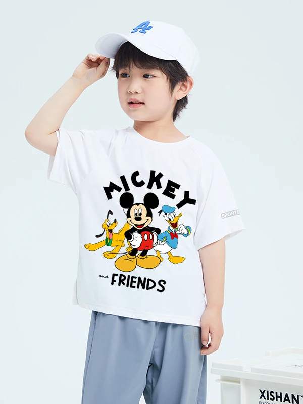 Disney Mickey Minnie Mouse T-shirt Cotton Short Sleeve Tees Cute Anime Boys Girls Clothes Fashion Hip Hop Tops Cartoon Toddler