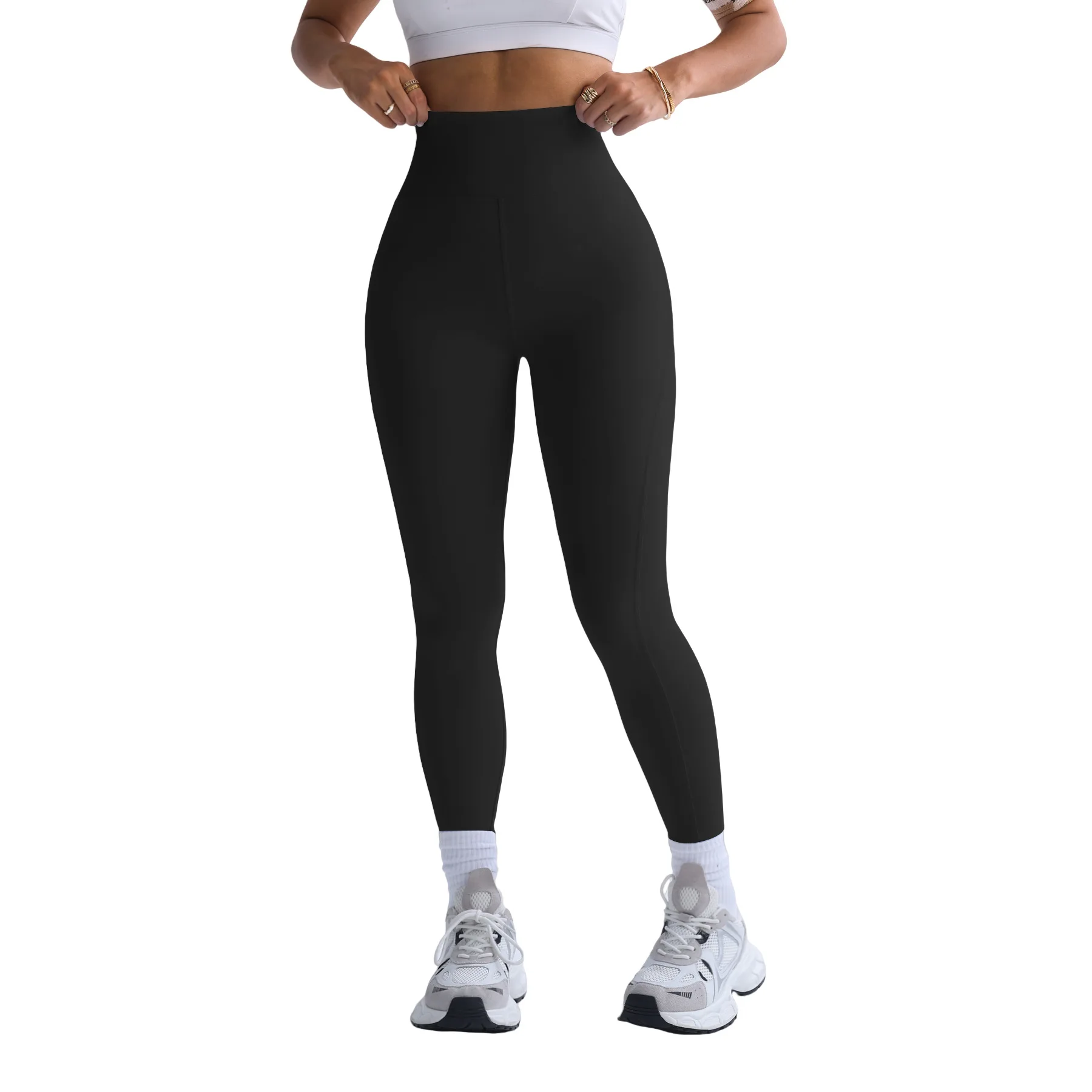 

Popular high elastic nude with pocket yoga pants Amazon high waist belly peach hip sports fitness pants women