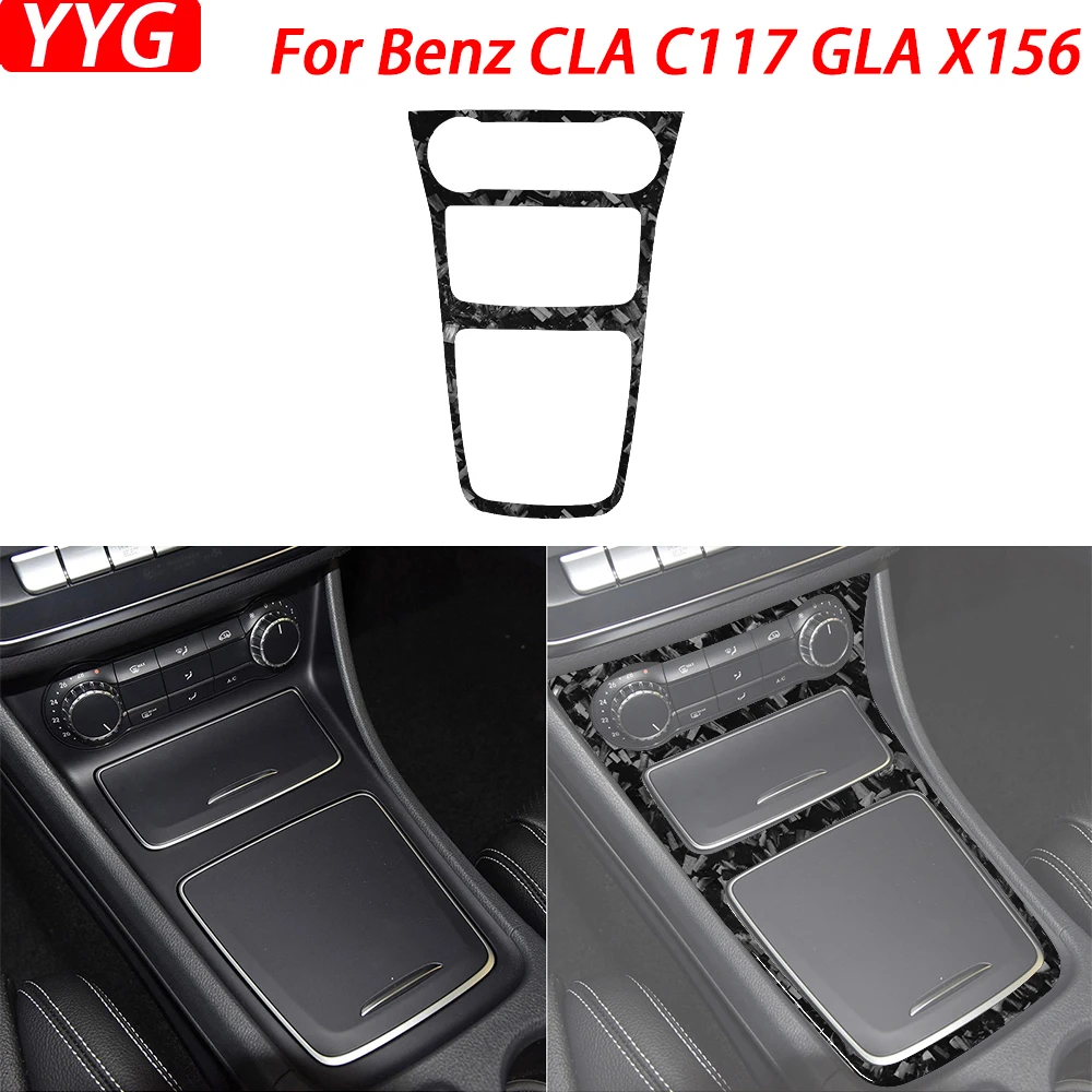 

For Benz CLA C117 2014-2018 GLA X156 2015-2019 Forged Carbon Fiber Central Storage Box Surround Car Interior Accessories Sticker