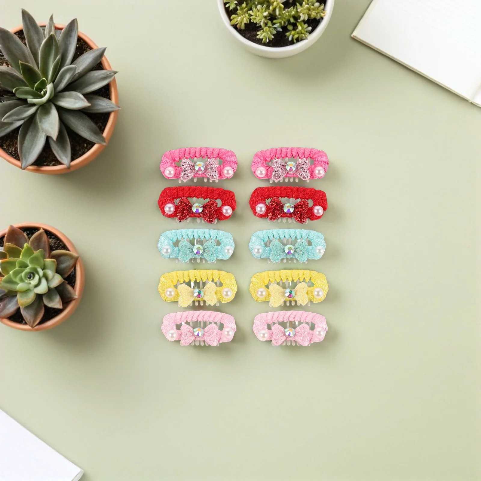 

10Pcs Pet Hair Ornaments Animal Claw Clips Dogs Cats Puppy Hair Decoration Colorful Floral Design Polyester Plastic