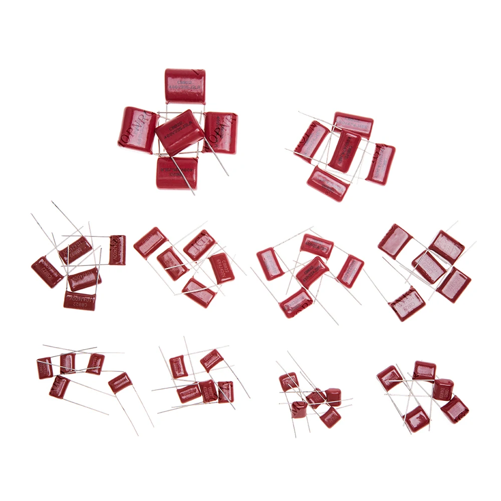 キット 50PC=10 値 * 5 個金属化ポリエステルフィルムコンデンサ CBB 詰め合わせキット 400V 10nF 〜 3.3UF igmopnrq