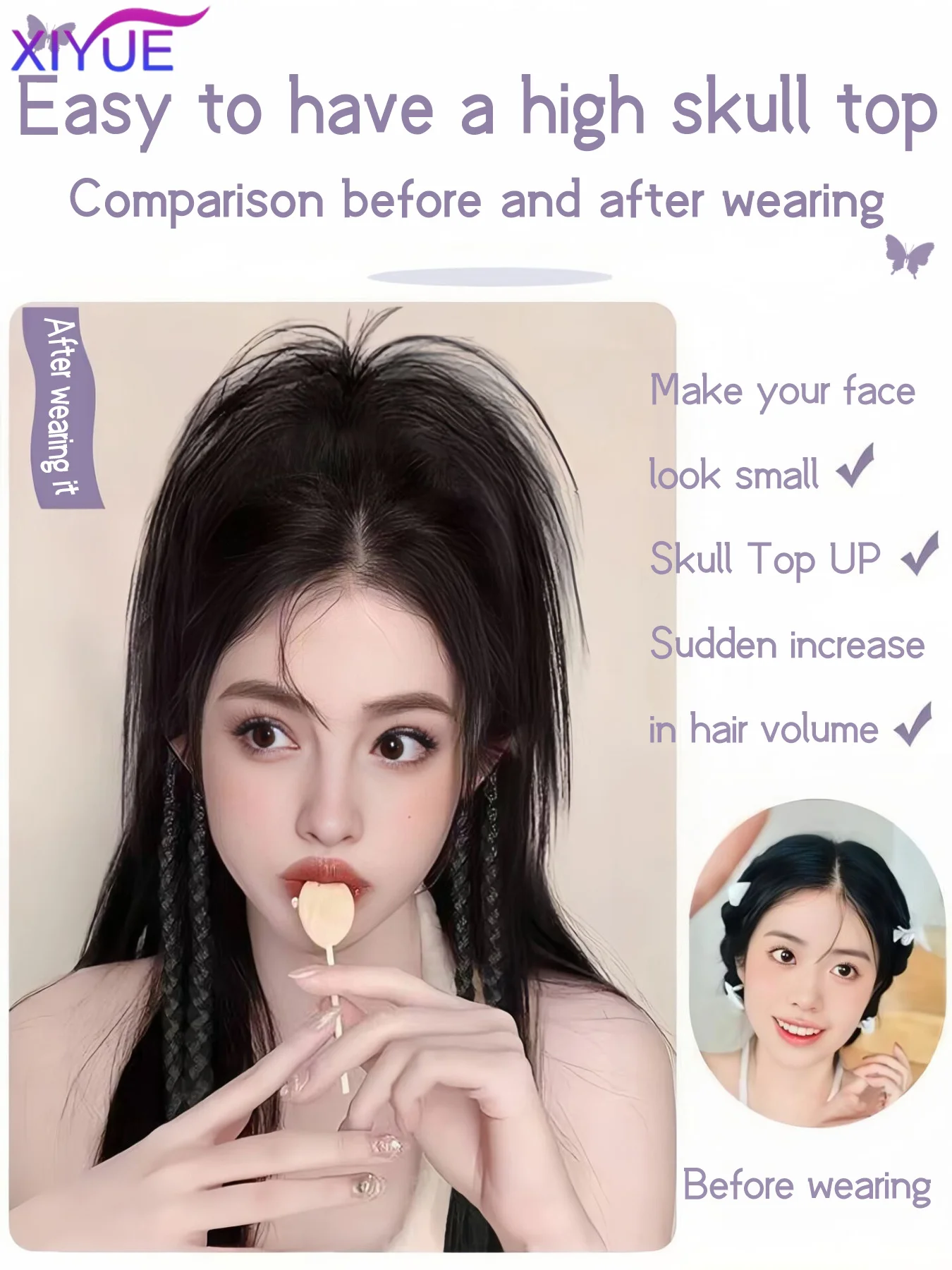 XIYUE Synthetic High Ponytail Boxer Braid Wig Long straight hair Dopamine Half-tied Braid Claw Clip Waterfall Ponytail