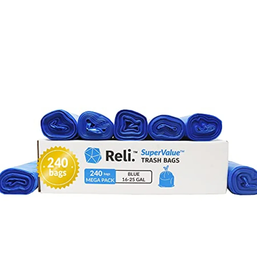 

SuperValue 16-25 Gallon Recycling Bags 240 Count Bulk Blue Trash Bags Commercial Can Liners
