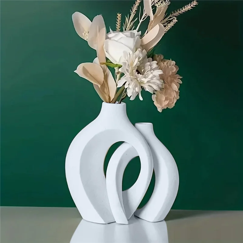 AAAF Hollow Flower Vases Plastic Imitation Vase Set Of 2 For Modern Home Decor, Nordic Style For Living Room