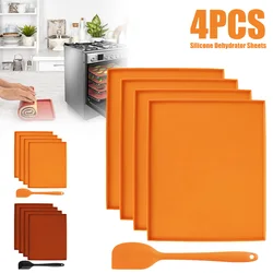 4PCS Silicone Dehydrator Sheets Dehydrator Mats with Edge for Fruit Leather Liquid Fruits Meat Vegetables Herbs Non-stick Trays
