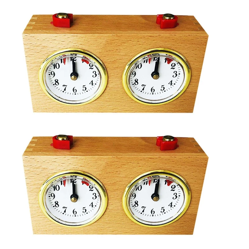 2X Wooden Chess Timer Tournament Competition Game Chess Clock Timer Gift Wind-Up Mechanical Accessories For Board Games