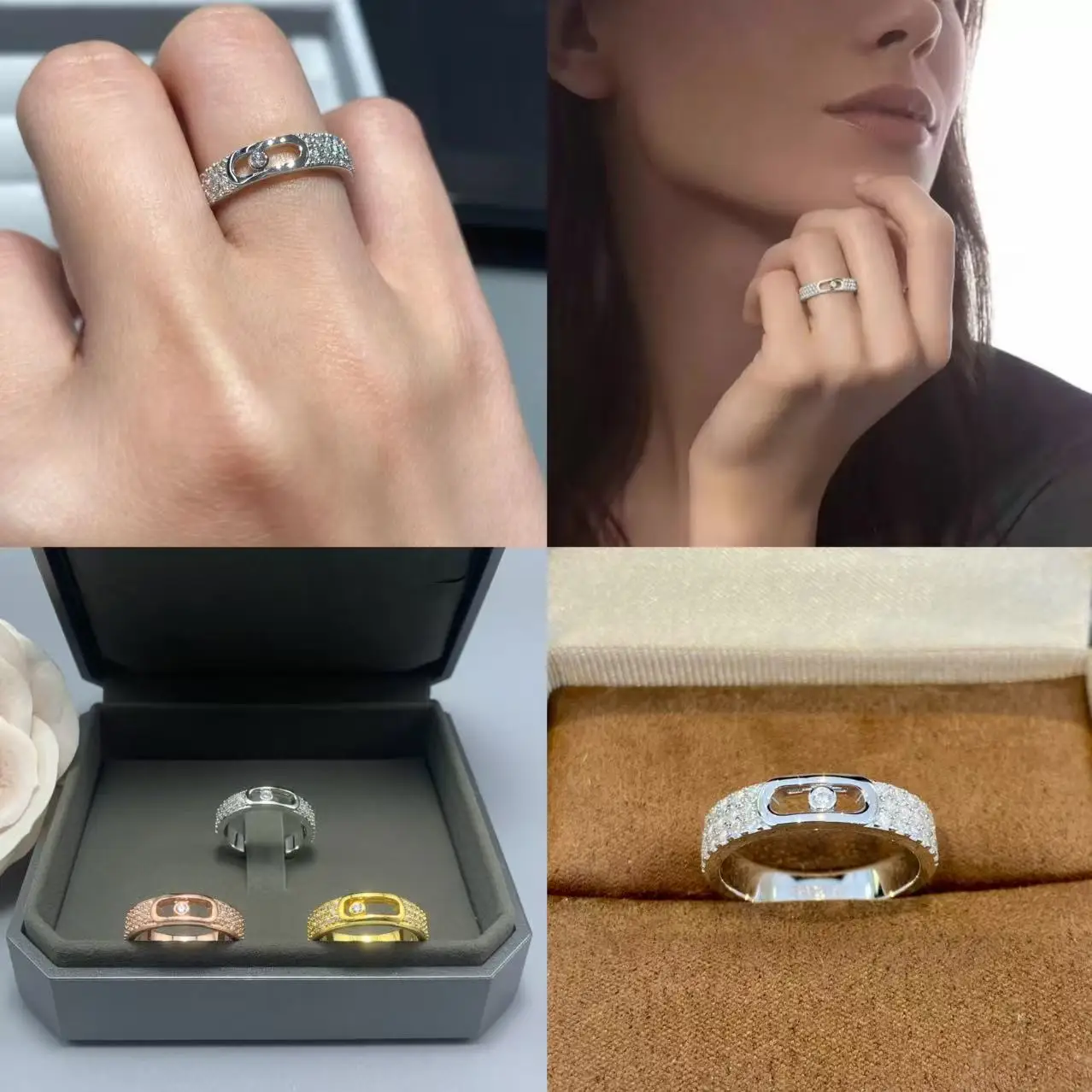 

2025 New Hot selling Classic 925 Pure Silver Mobile Diamond Ring, Luxury Women's Jewelry Festival, Birthday, Wedding Gift