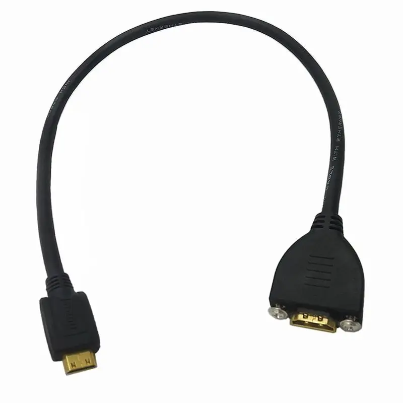 C-Type Mini D-Type Micro HDMI Compatible Male to Female High-Definition Extension Cable With Screw Holes For Fixed Panel Cable