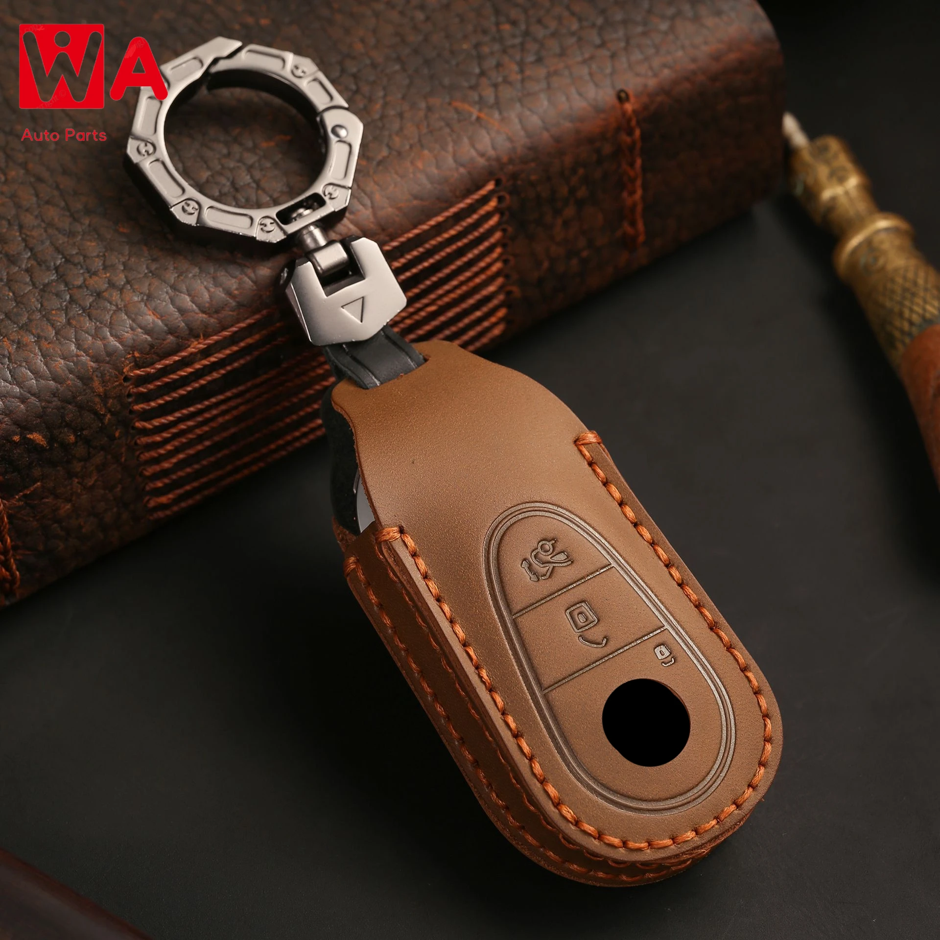 

Genuine Leather Key Cover For Mercedes Benz S Class W223 2020 2021 Car Interior Accessories Keyring Shell Fob Case Holder