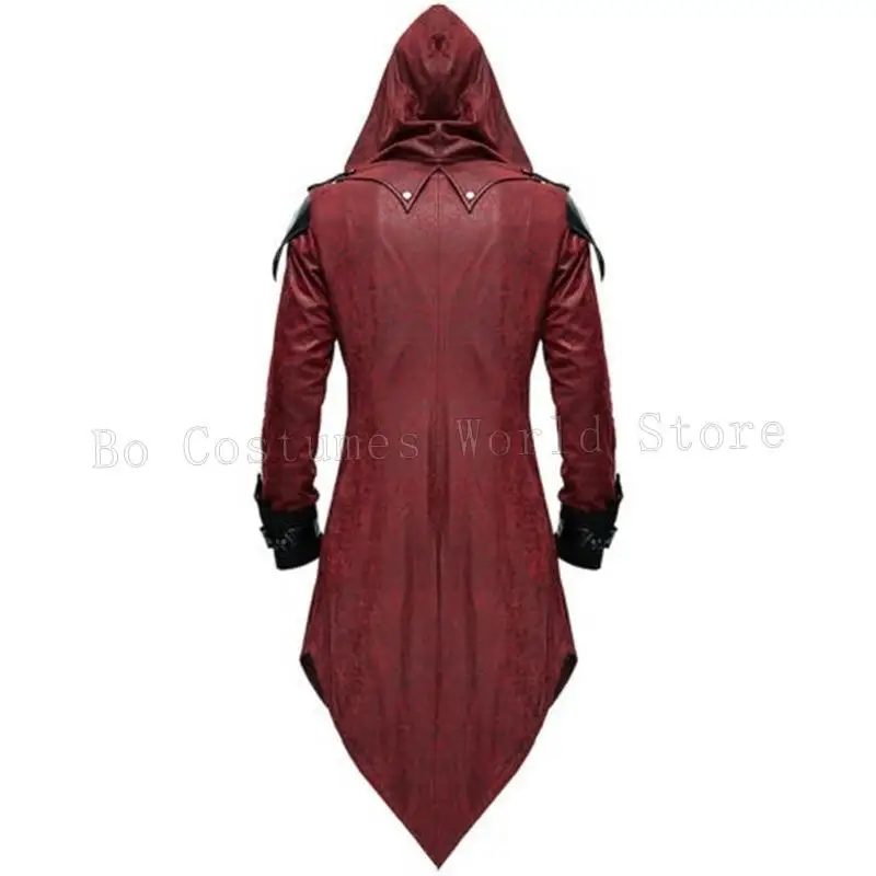 Traje Medieval victoriano para hombre, chaqueta de retales Retro negra, gabardina Steampunk, abrigo de cola, abrigo gótico, uniforme Cos