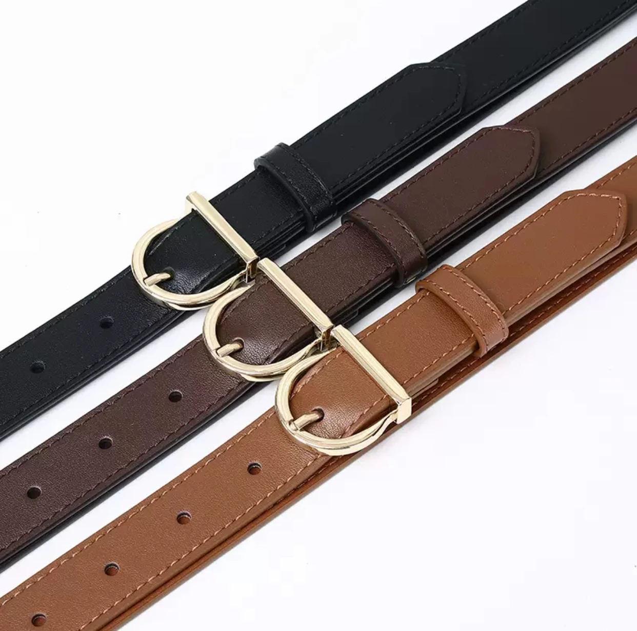 

Luxury 2.4cm simple and fashionable buckle belt, women's high-end feeling belt, women's Korean style trend minimalist casual