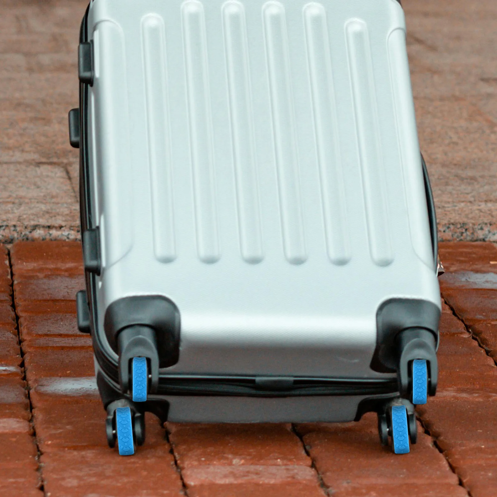 4Pcs 실리콘 수하물 바퀴 보호 커버 소음 감소 충격 방지 랩 범용 가방 바퀴 바닥 보호기 블루