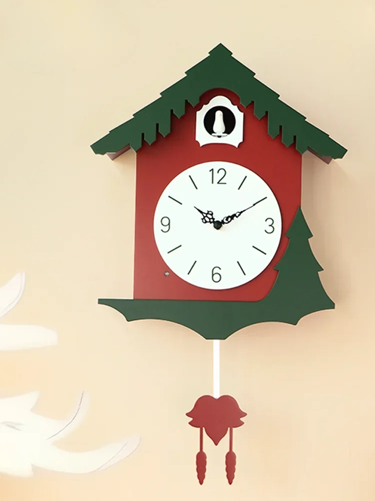 Children's cuckoo wall clock living room creative pendulum clock decoration quartz home