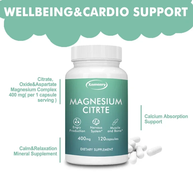 Magnesium Citrate - Supports Cardiovascular and Heart Health and Relieves Muscle Soreness