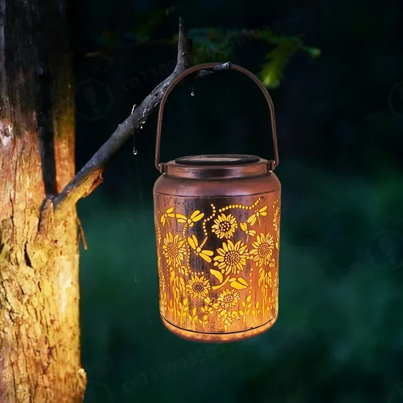 New Wrought Iron Hollow Projection Light, Sunflower Handicraft Light, Outdoor Ambient Light, Solar Light
