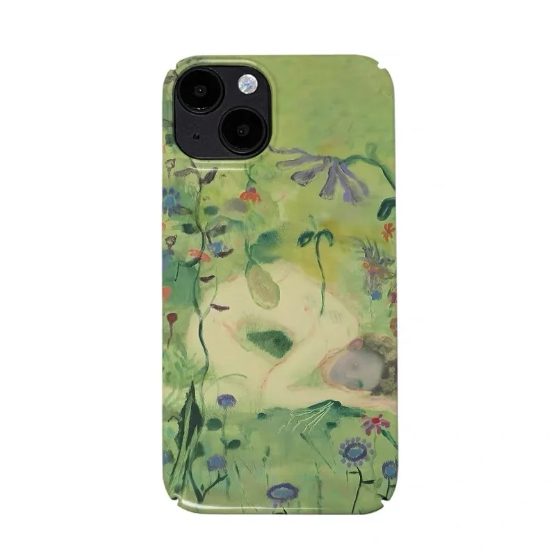 

Green Graffiti Oil Painting Characters Phone Case for IPHONE 17 Air 16E 15 PROMAX 14 Plus 13 12 MINI 11 XR Acrylic Phone Cover