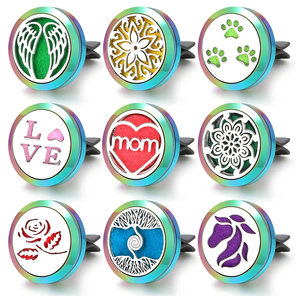 Fashion Colorful Car Aromatherapy Diffuser Angel's Wings Outlet Freshener Clip Essential Oil Fragrance Lockets Pendant Jewelry