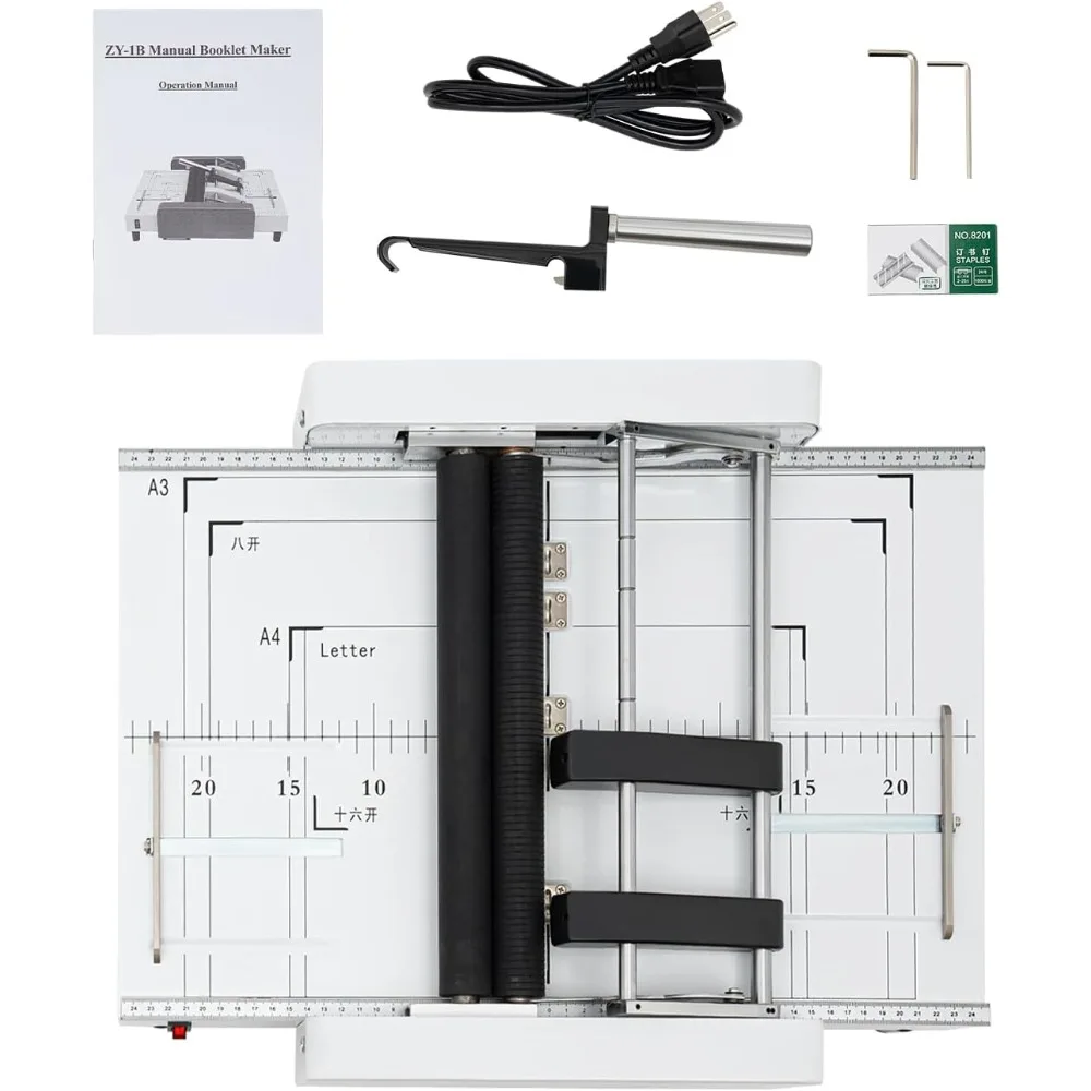 A3 Booklet Folding Binding Machine 60W 110V Paper Folding and Binding Machine Multifunctional Paper Maker Stapling Machine