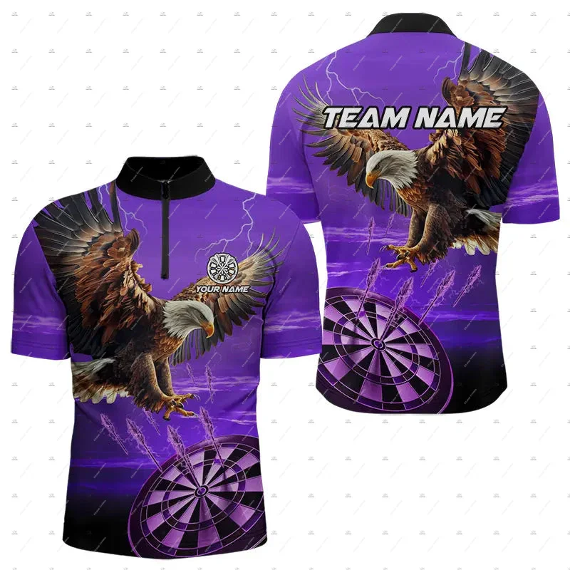 Custom Name Mesh Breathable Darts Skull Flame Graffiti Vintage 3DPrint Harajuku Summer Short Sleeve Zipper Polo Jersey Shirts A6 view 3