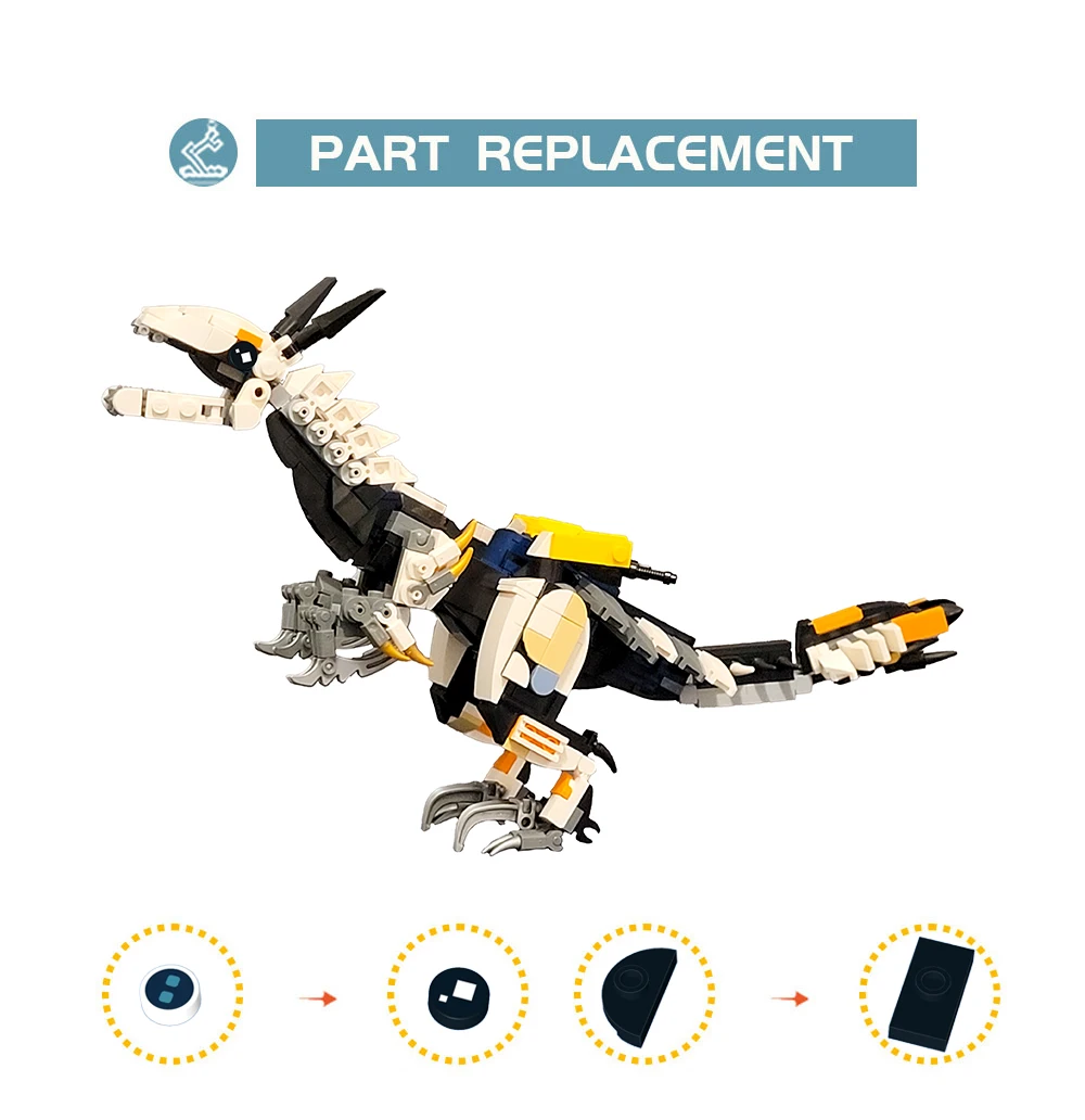 MOC Gmae ホライゾン機械獣 Clawstrider 恐竜ビルディングブロックセットゼロドーン歯モンスターメカレンガのおもちゃキッズギフト