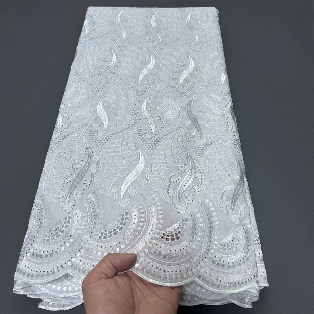 

Nigerian Embroidery Lace Fabric,African,Cotton Fabrics By The Meter,High Quality,Latest,Linen,Wedding Dress,Tulle,2025,5 Yards