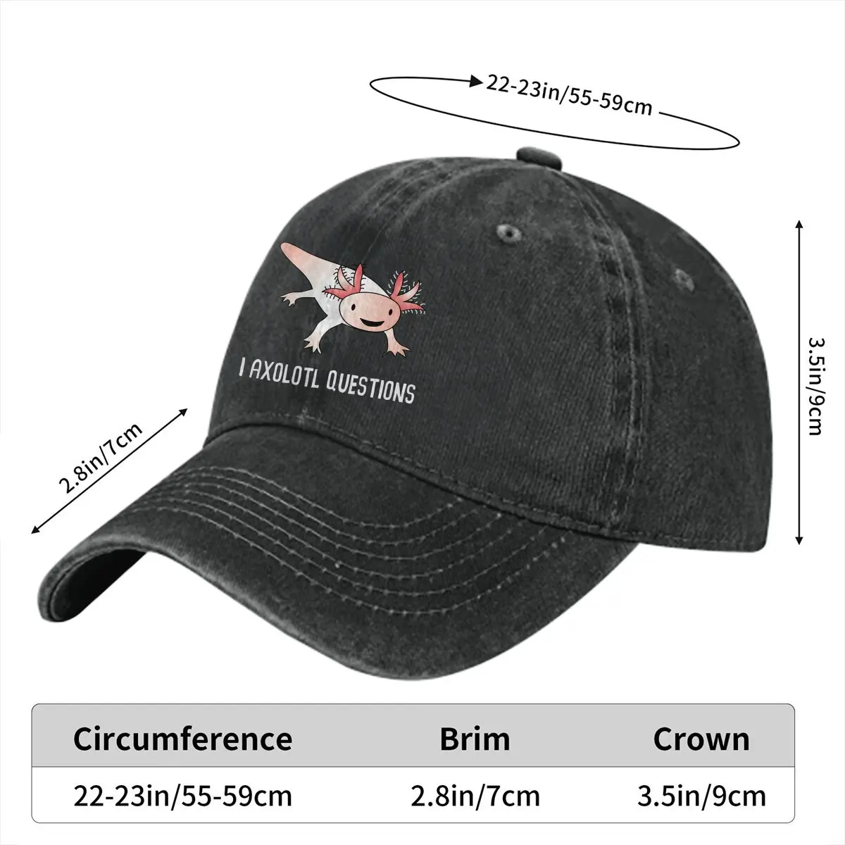 Axolotl Questions Cute Baseball Cap Men Hats Women Visor Protection Snapback Axolotl Lover Caps