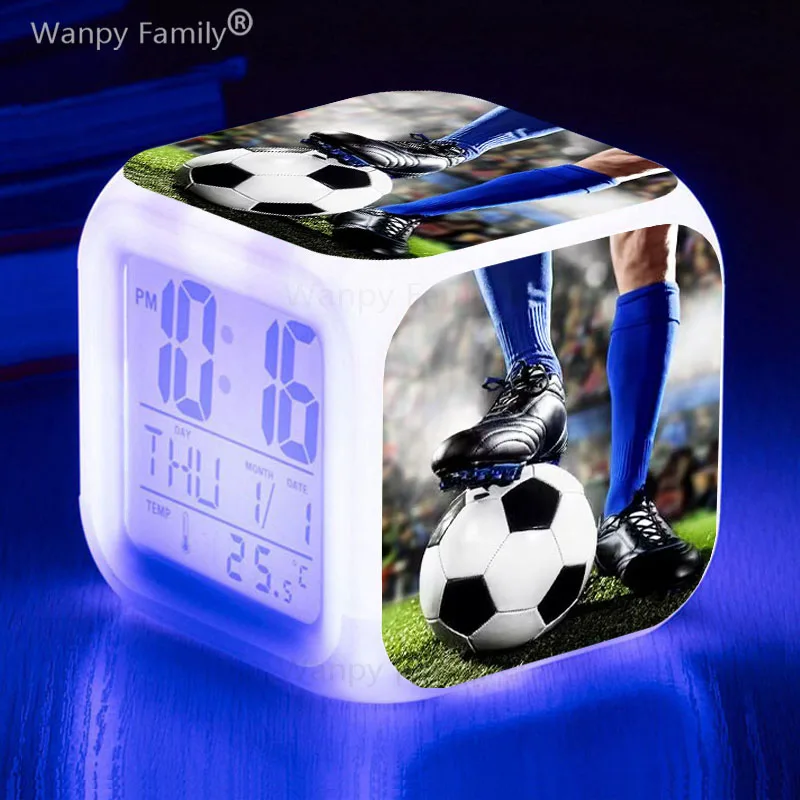 Football Alarm Clock Childer Room Wake Up Timer Portable Desk Clock Thermometer For Kids Birthday Gifts